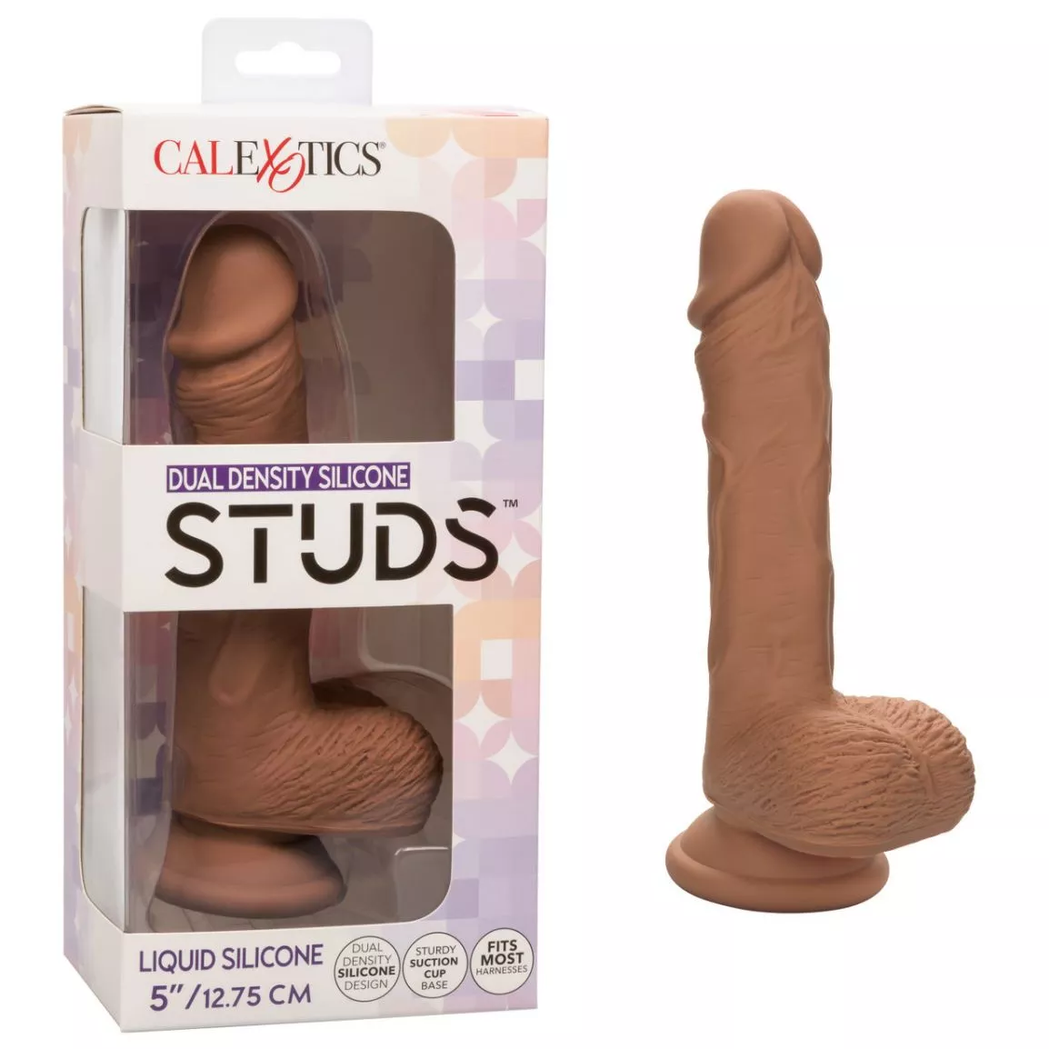 КОРИЧНЕВЫЙ ФАЛЛОИМИТАТОР DUAL DENSITY SILICONE STUDS 17,75 СМ. Вид 1.