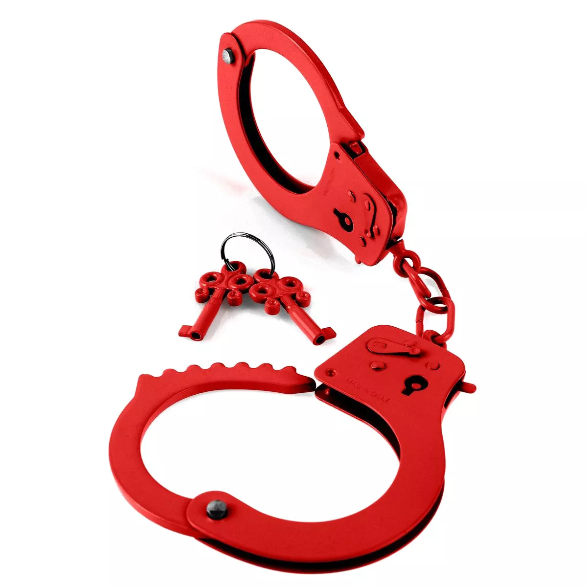 МЕТАЛЛИЧЕСКИЕ КРАСНЫЕ НАРУЧНИКИ DESIGNER METAL HANDCUFFS. Вид 1.