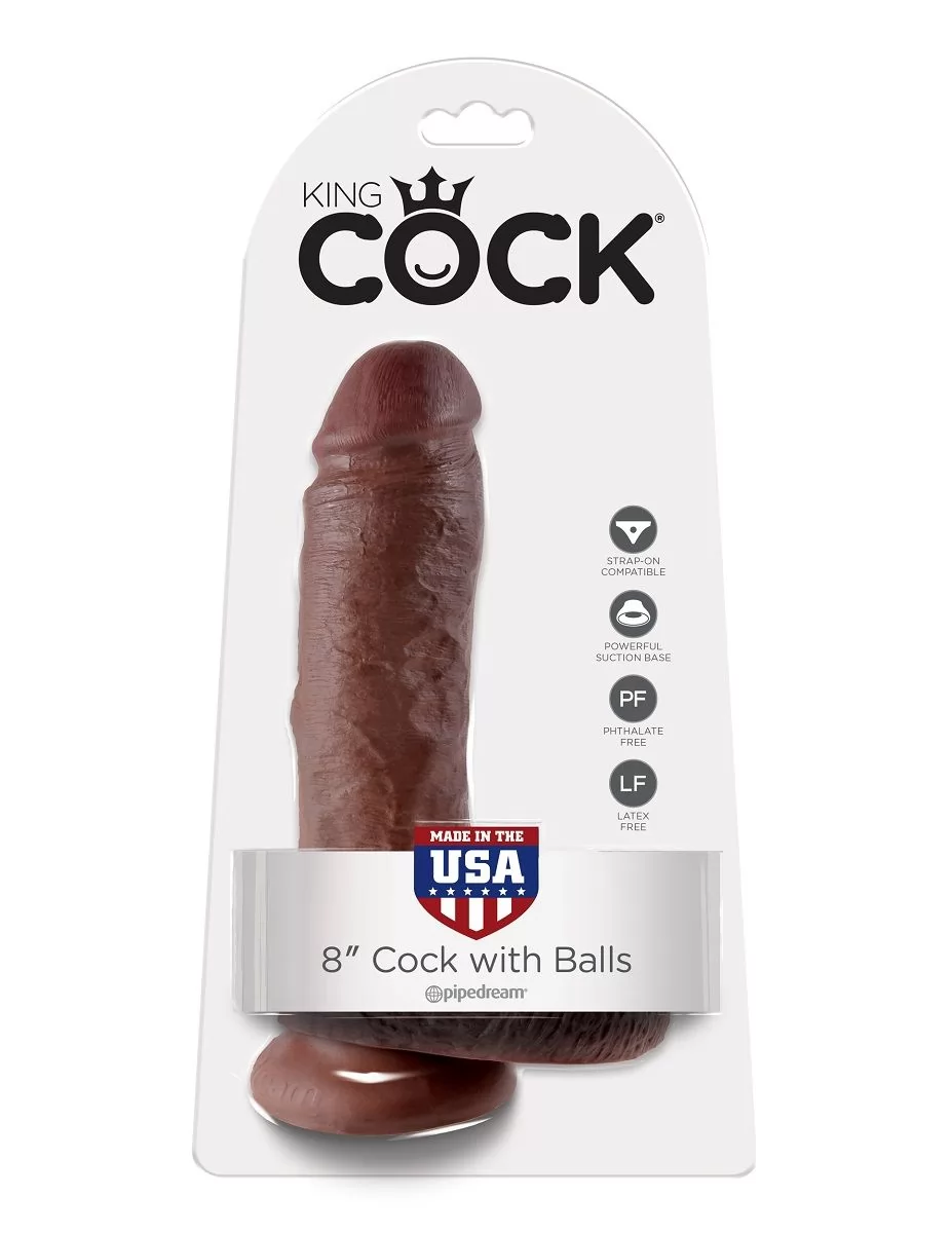 КОРИЧНЕВЫЙ ФАЛЛОИМИТАТОР 8  COCK WITH BALLS (21 СМ). Вид 5.