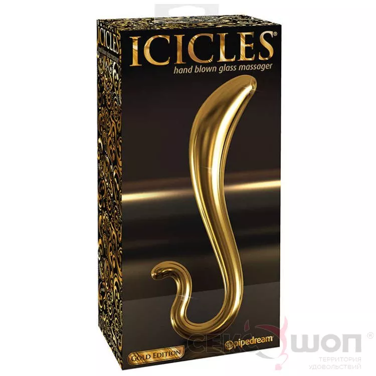 ИЗОГНУТЫЙ АНАЛЬНЫЙ ФАЛЛОИМИТАТОР ICICLES G02 (ЗОЛОТО). Вид 4.