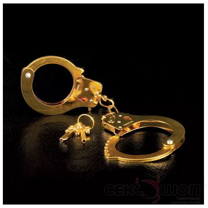 МЕТАЛЛИЧЕСКИЕ НАРУЧНИКИ METAL CUFFS GOLD (ЗОЛОТЫЕ). Вид 2.