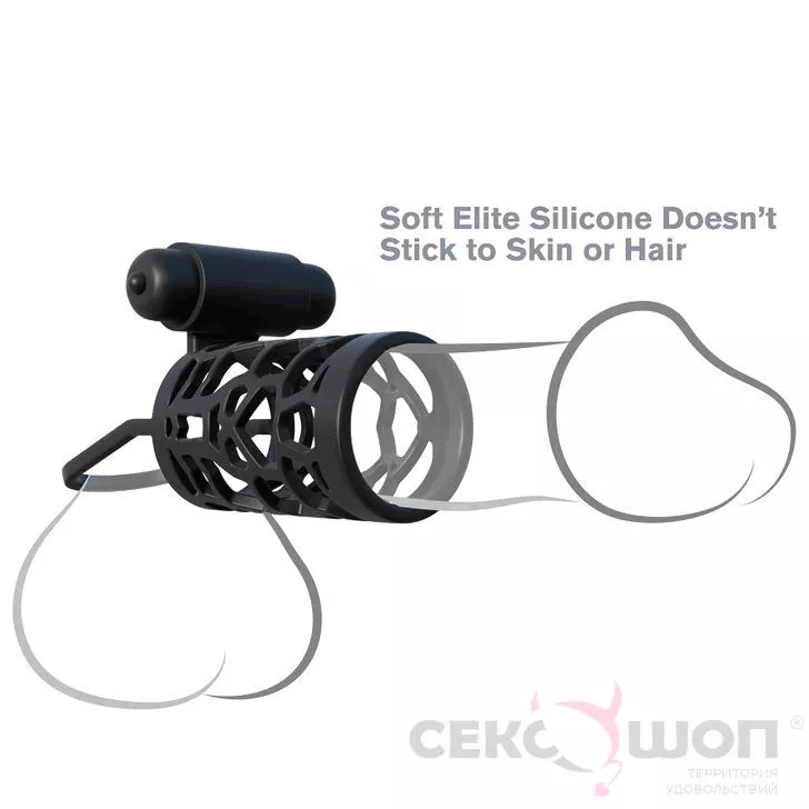 ОТКРЫТАЯ НАСАДКА С ВИБРАЦИЕЙ THICK DICK SILICONE VIBRATING CAGE. Вид 3.