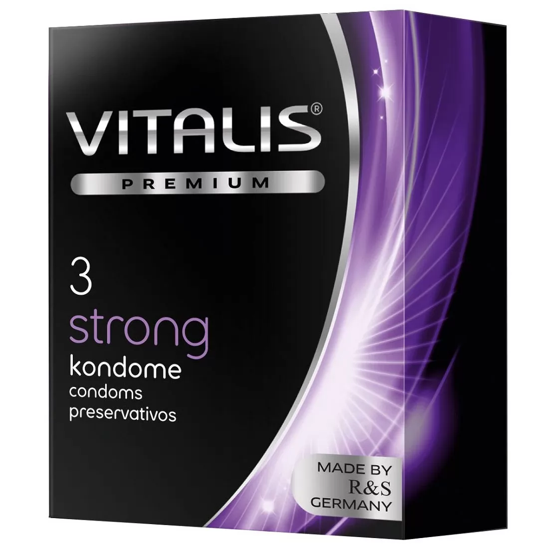 КОНДОМЫ С УТОЛЩЕННОЙ СТЕНКОЙ VITALIS PREMIUM STRONG (3 ШТ.). Вид 1.